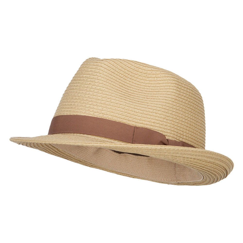 Big Size Paper Straw Fedora with Thin Grosgrain Band