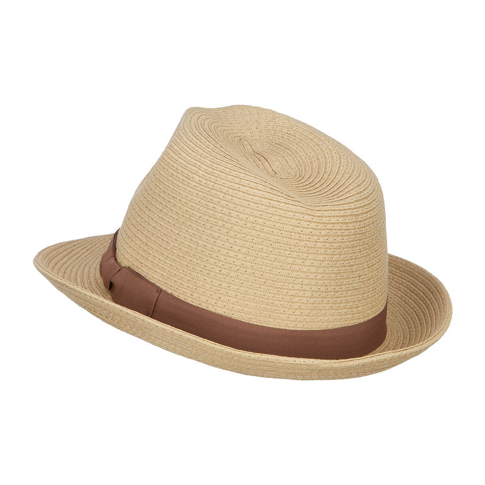 Big Size Paper Straw Fedora with Thin Grosgrain Band