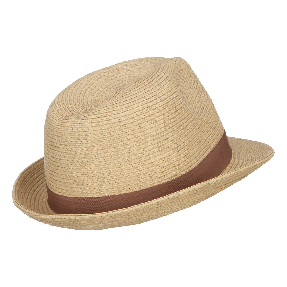 Big Size Paper Straw Fedora with Thin Grosgrain Band