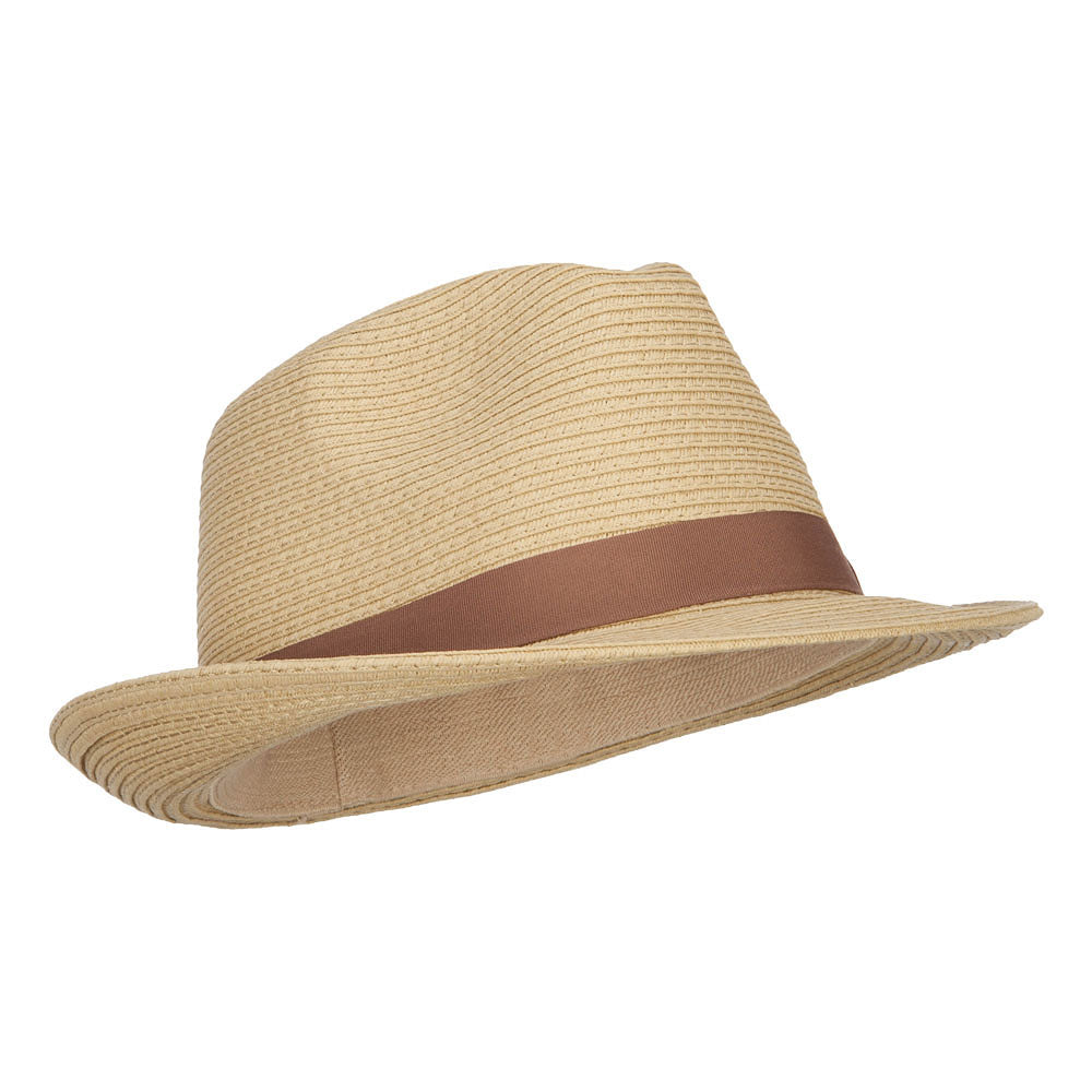 Big Size Paper Straw Fedora with Thin Grosgrain Band