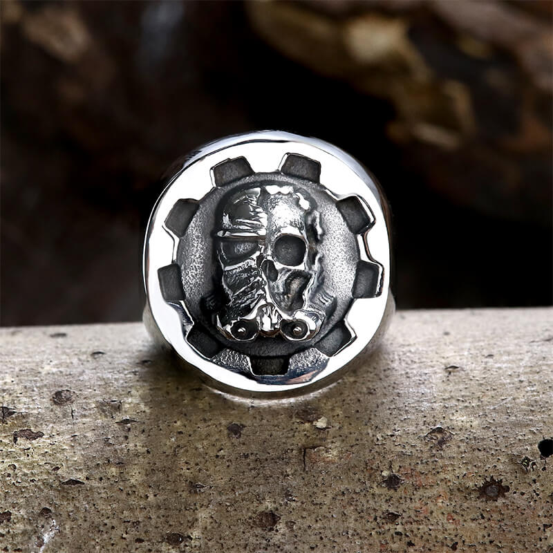 Gear Helmet Stainless Steel Skull Ring