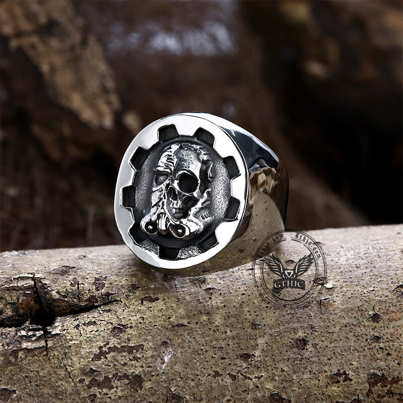 Gear Helmet Stainless Steel Skull Ring