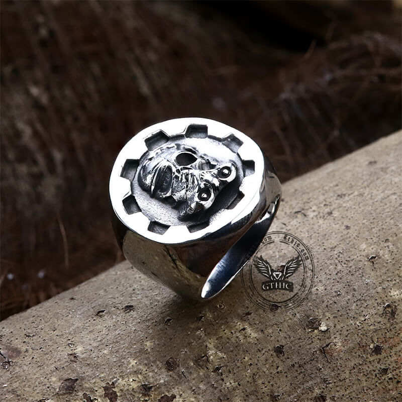 Gear Helmet Stainless Steel Skull Ring
