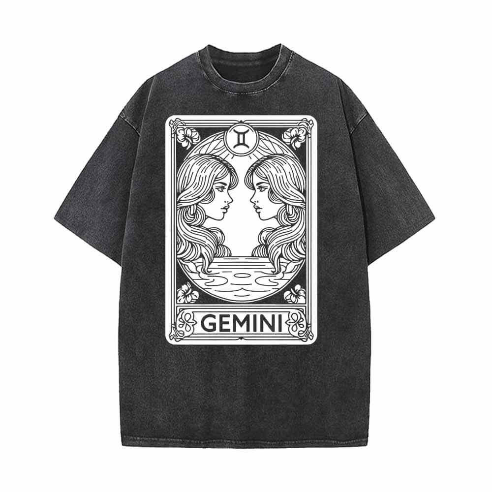 Gemini Tarot Card Horoscope Vintage Washed T-shirt