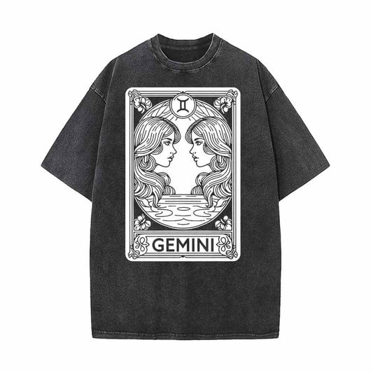 Gemini Tarot Card Horoscope Vintage Washed T-shirt