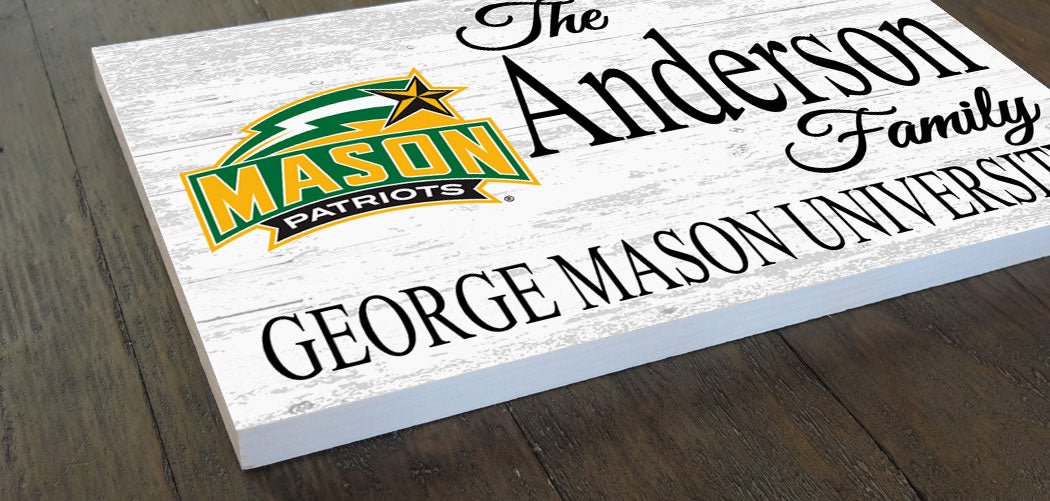 George Mason Family Name Sign – Personalized George Mason University Wood Plaque for Alumni or Graduation