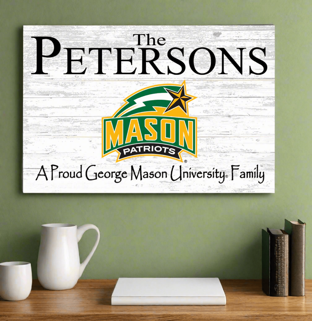 George Mason Family Name Sign – Personalized George Mason University Wood Plaque for Alumni or Graduation