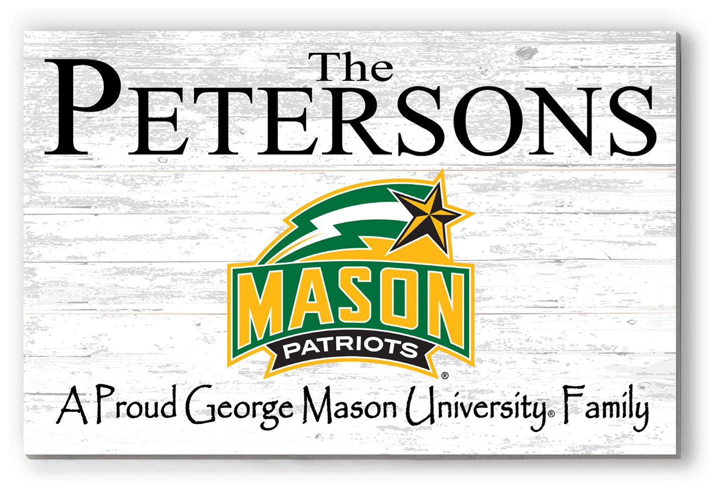 George Mason Family Name Sign – Personalized George Mason University Wood Plaque for Alumni or Graduation
