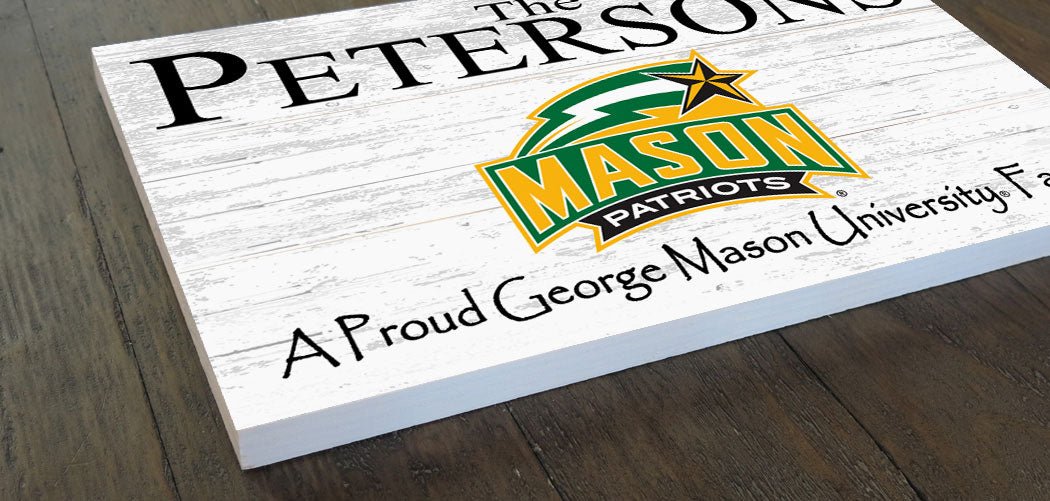 George Mason Family Name Sign – Personalized George Mason University Wood Plaque for Alumni or Graduation