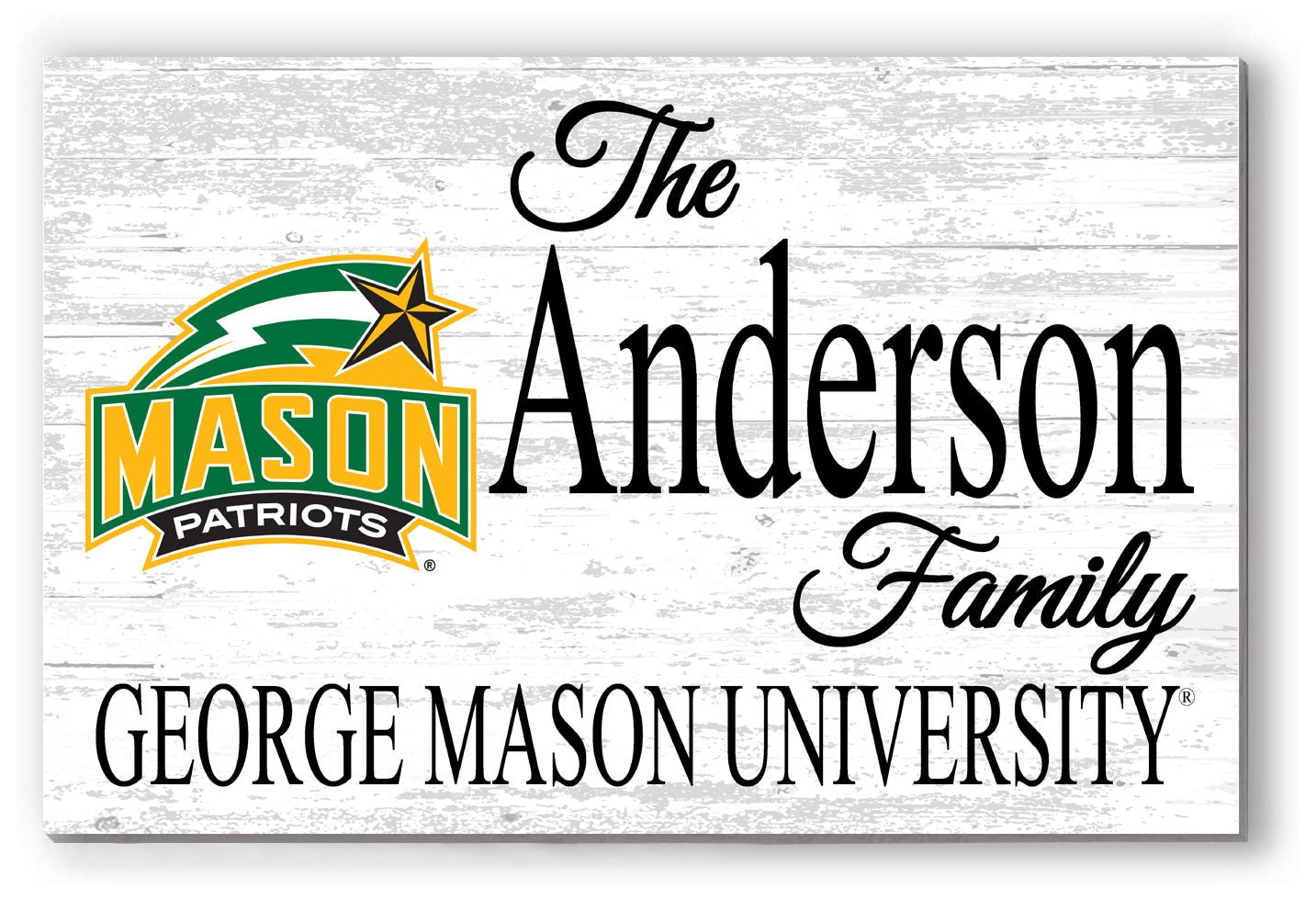 George Mason Family Name Sign – Personalized George Mason University Wood Plaque for Alumni or Graduation