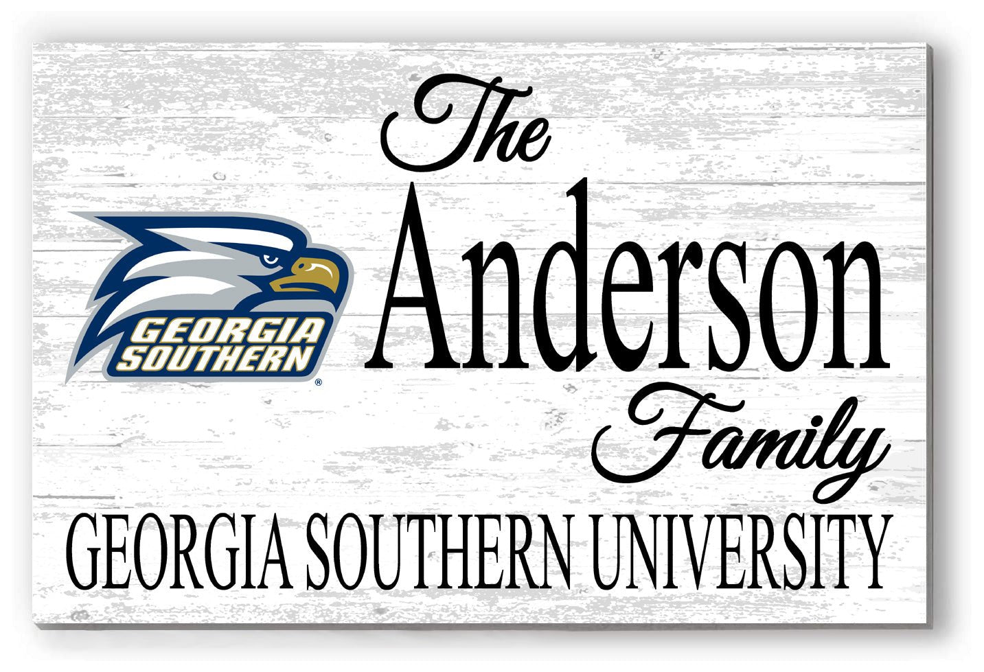 Georgia Southern Family Name Sign – Personalized Wood Plaque for Alumni or Graduation