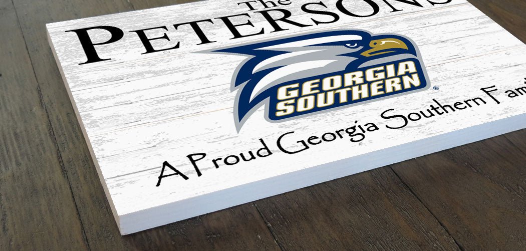 Georgia Southern Family Name Sign – Personalized Wood Plaque for Alumni or Graduation