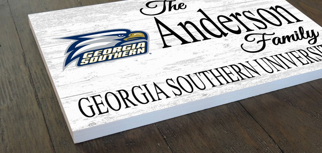 Georgia Southern Family Name Sign – Personalized Wood Plaque for Alumni or Graduation