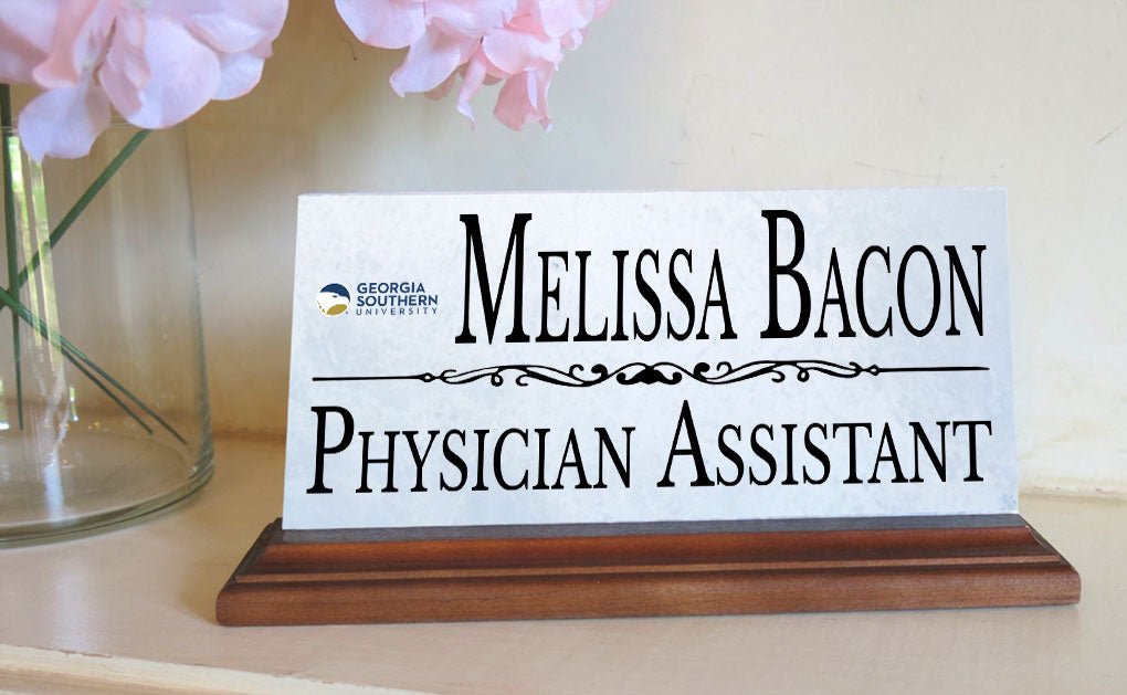 Georgia Southern Desk Nameplate – Custom Marble Name Sign with Personalized Title