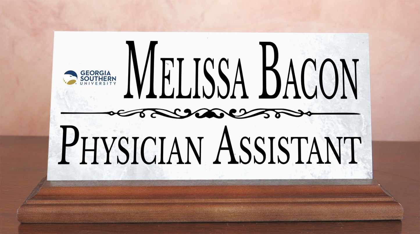 Georgia Southern Desk Nameplate – Custom Marble Name Sign with Personalized Title