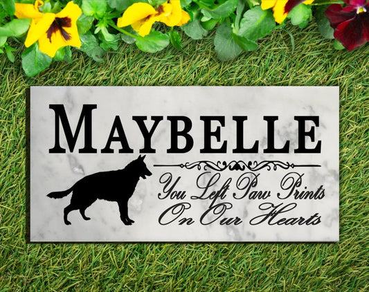 German Shepherd Memorial Stone Personalized Dog Garden Rock Grave Marker Outdoor or Indoor