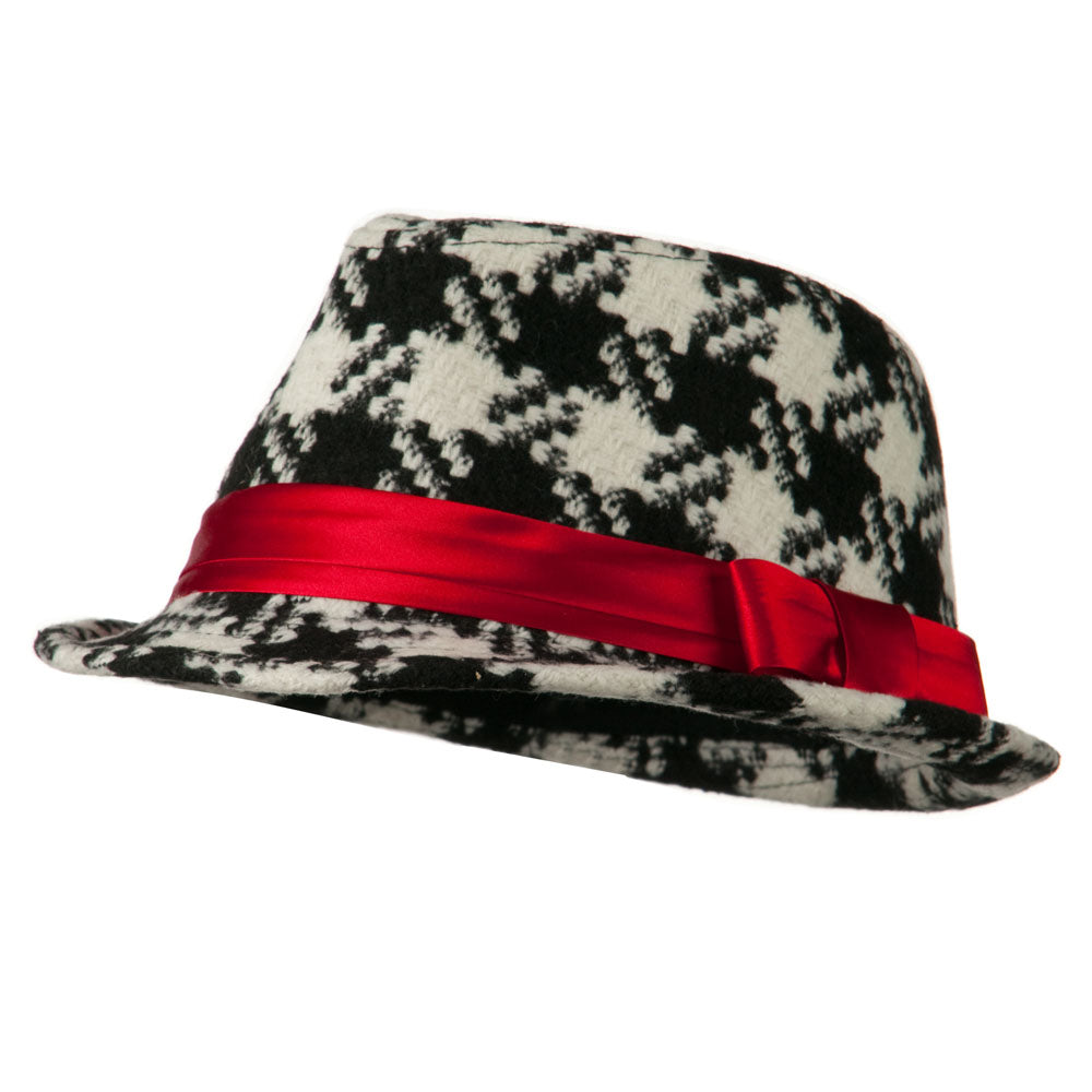 Girls Acrylic Blend Houndstooth Fedora