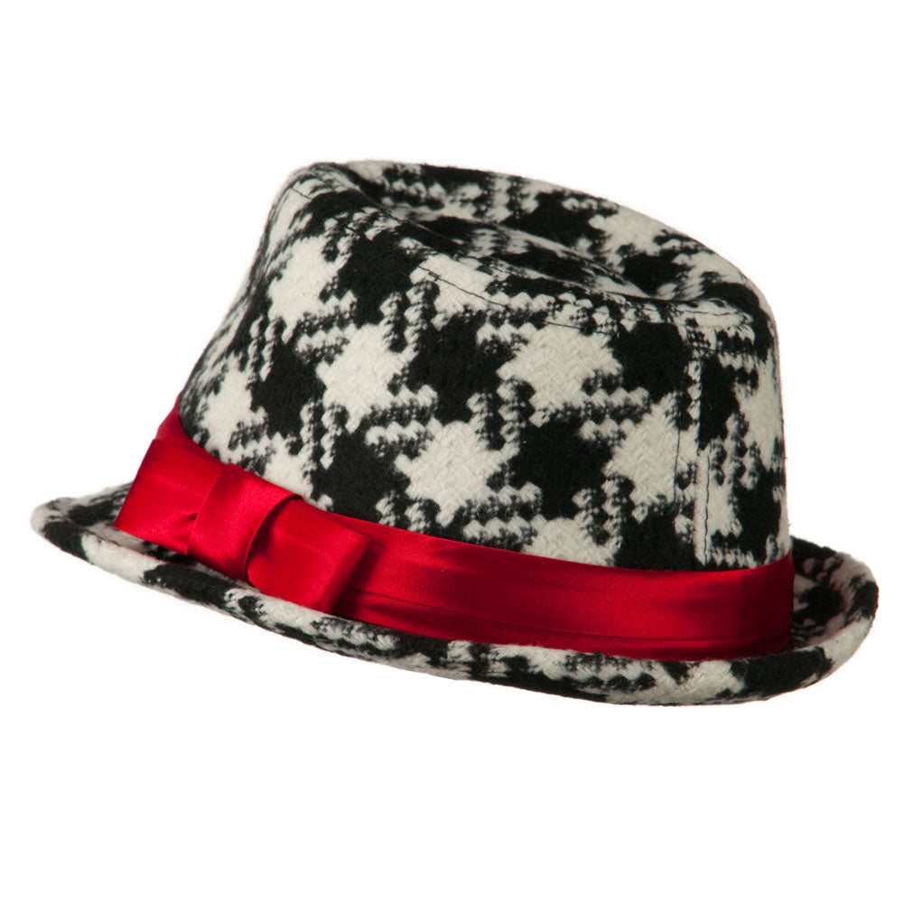 Girls Acrylic Blend Houndstooth Fedora