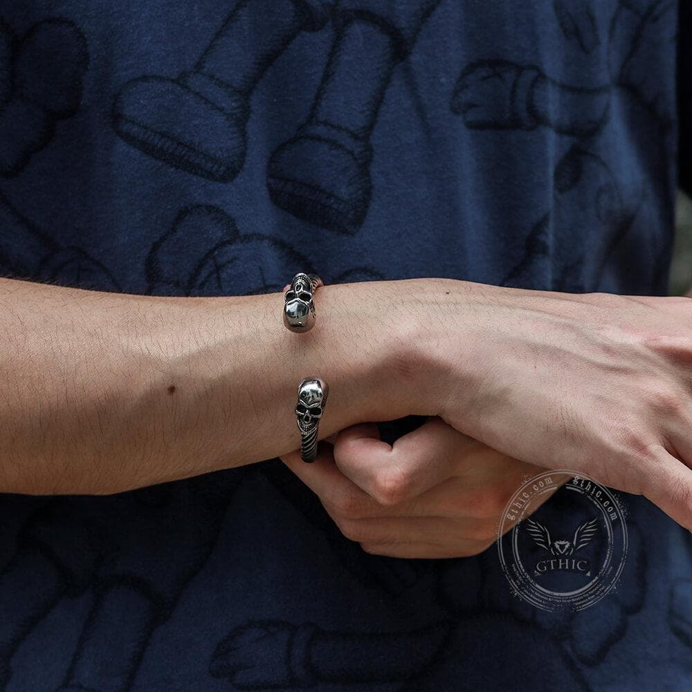 Ghost Head Stainless Steel Opening Bracelet