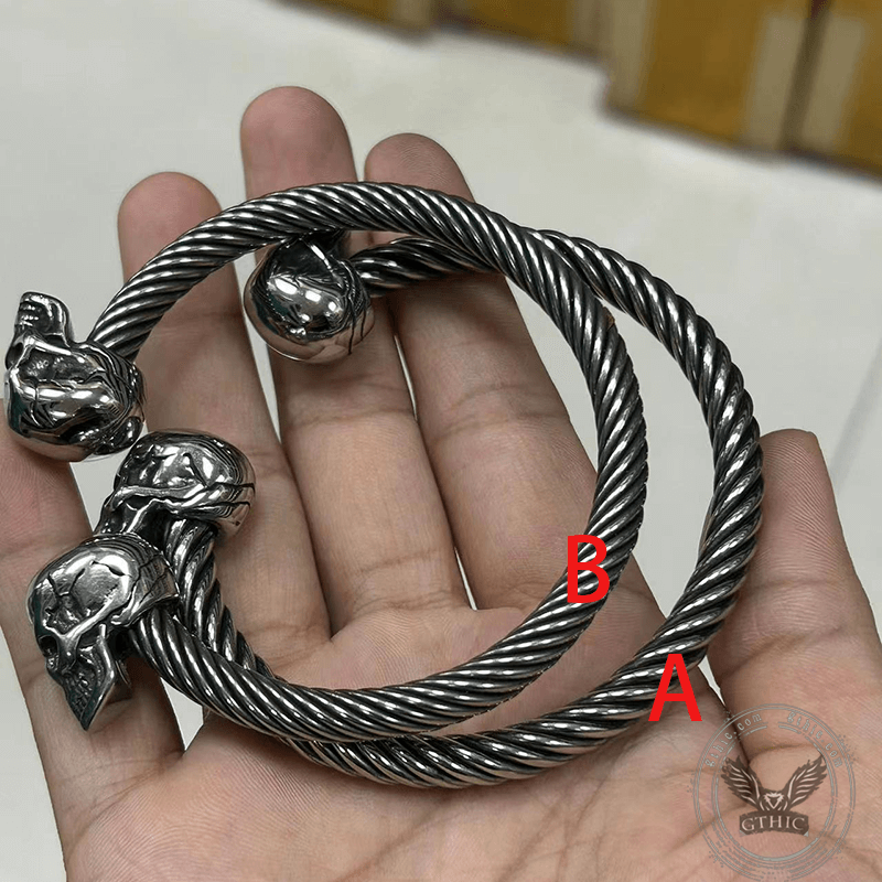 Ghost Head Stainless Steel Opening Bracelet