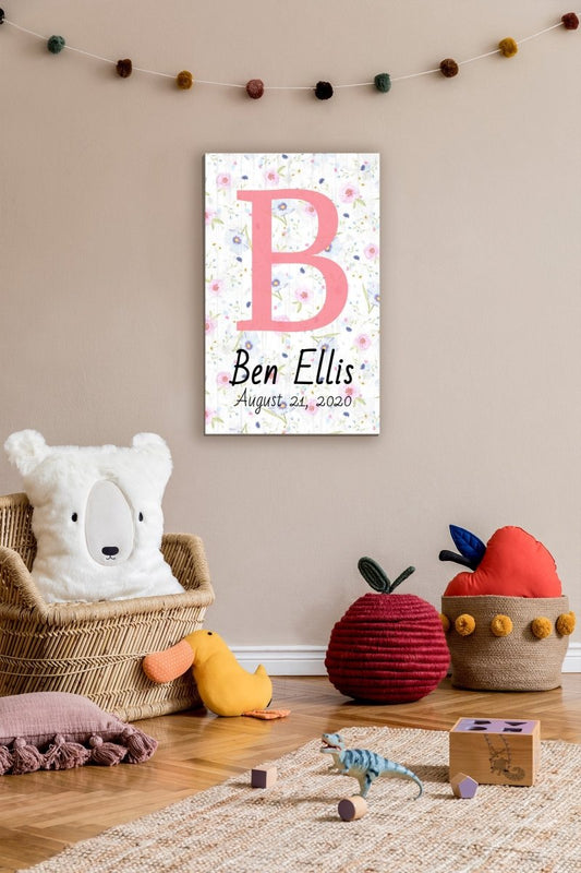 Girl's Monogram Name Sign Personalized Daughter's Room Wall Art