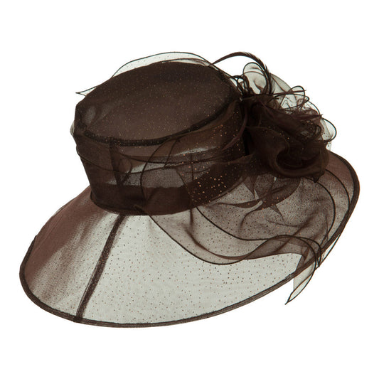 Glitter Big Bow Organza Hat