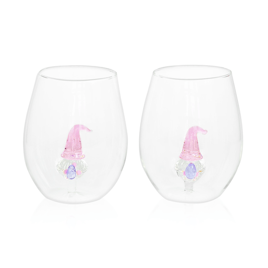 3D Easter Gnome Stemless Wine Glasses