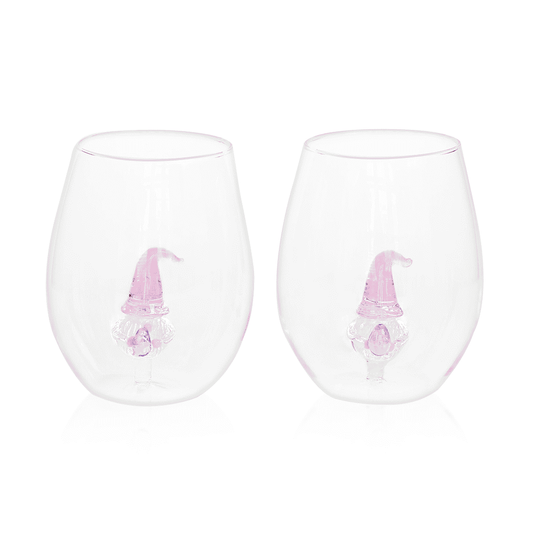 3D Easter Gnome Stemless Wine Glasses
