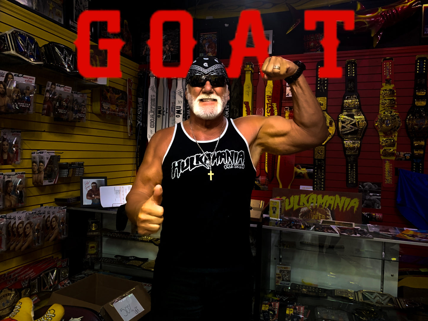 Mens Black Hulkamania Reflective Tank Top