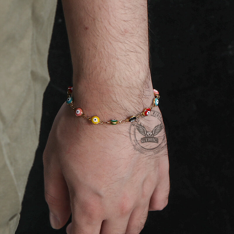 Gold Plated Evil Eye Stainless Steel Bracelet