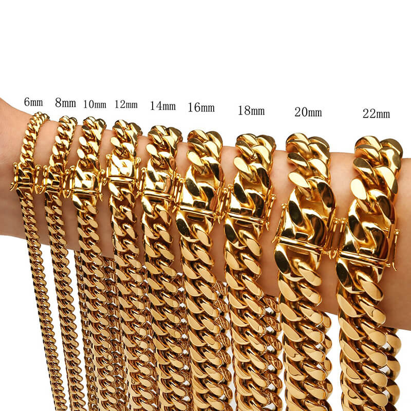 Golden Heavy Cuban Link Chain Stainless Steel Necklace