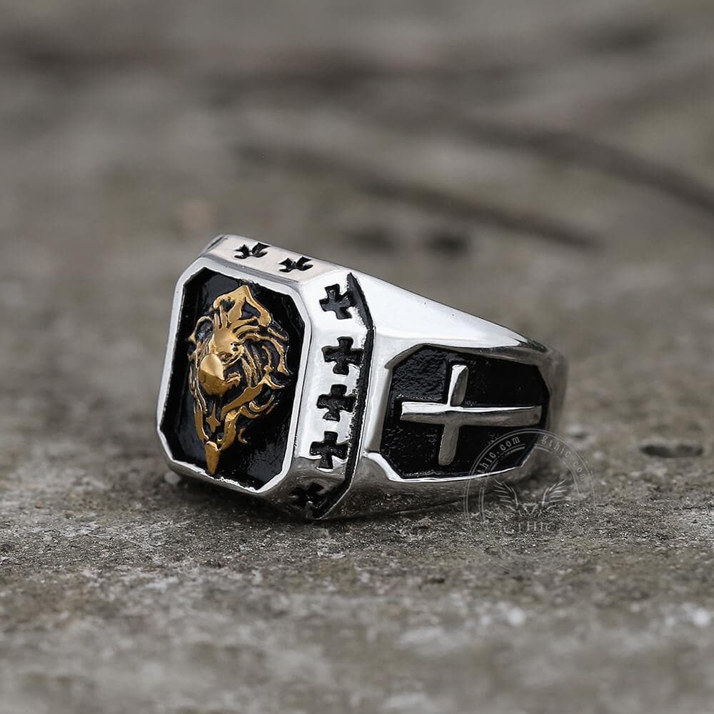 Golden Lion Stainless Steel Beast Ring
