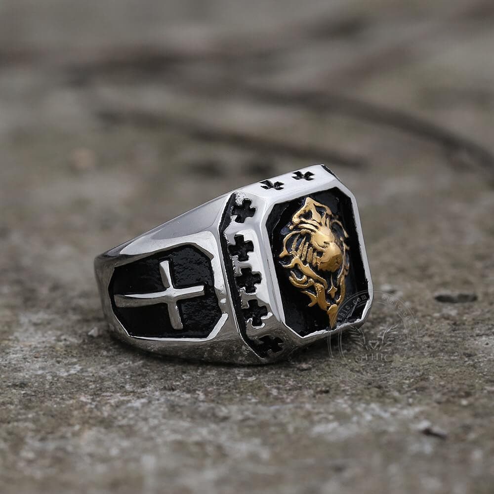 Golden Lion Stainless Steel Beast Ring