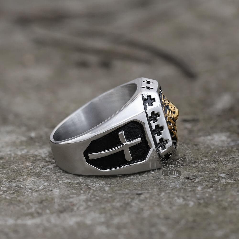 Golden Lion Stainless Steel Beast Ring