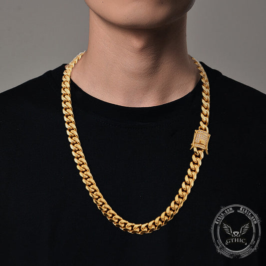 Golden Thick Cuban Chain Stainless Steel Necklace