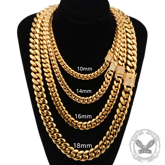Golden Thick Cuban Chain Stainless Steel Necklace
