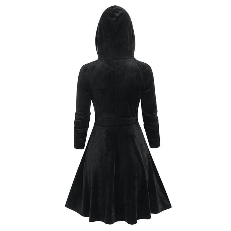 Gothic Black Devil Horn Hooded Dress