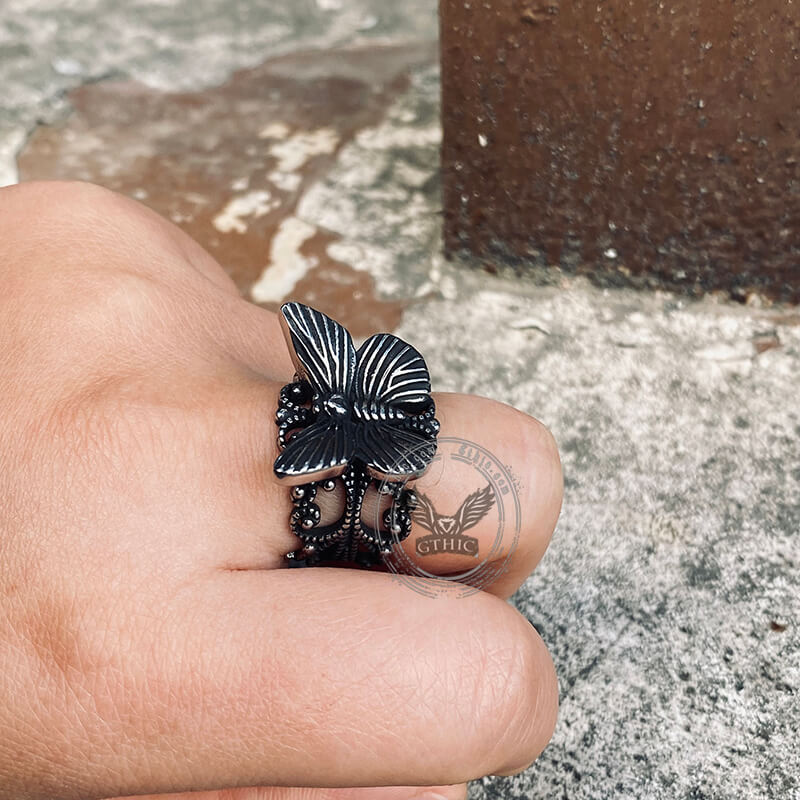 Gothic Butterfly Stainless Steel Animal Ring