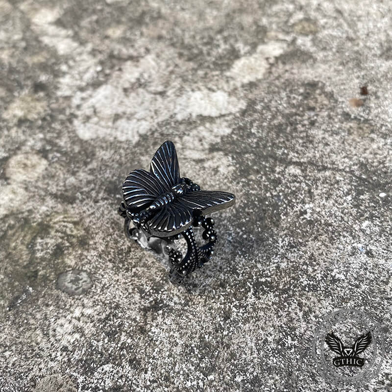 Gothic Butterfly Stainless Steel Animal Ring