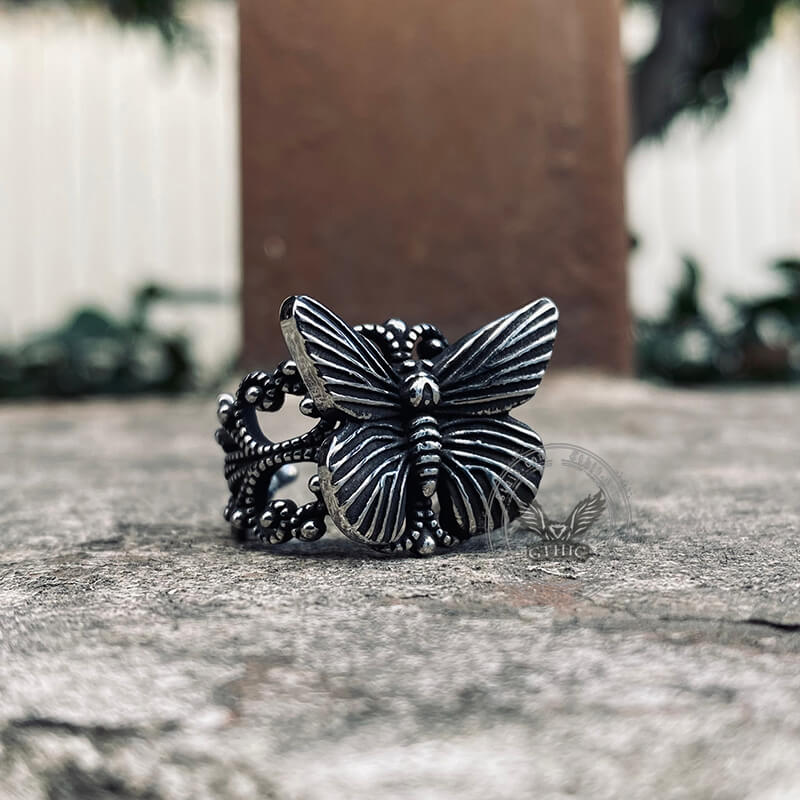 Gothic Butterfly Stainless Steel Animal Ring