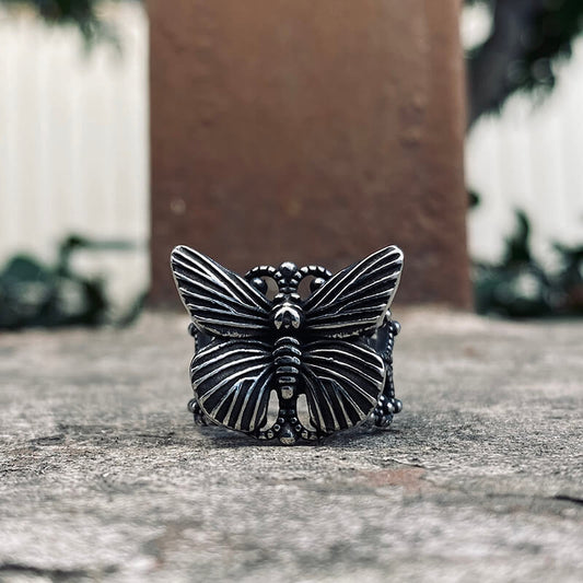 Gothic Butterfly Stainless Steel Animal Ring