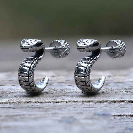 Gothic Cobra Snake Stainless Steel Stud Earrings