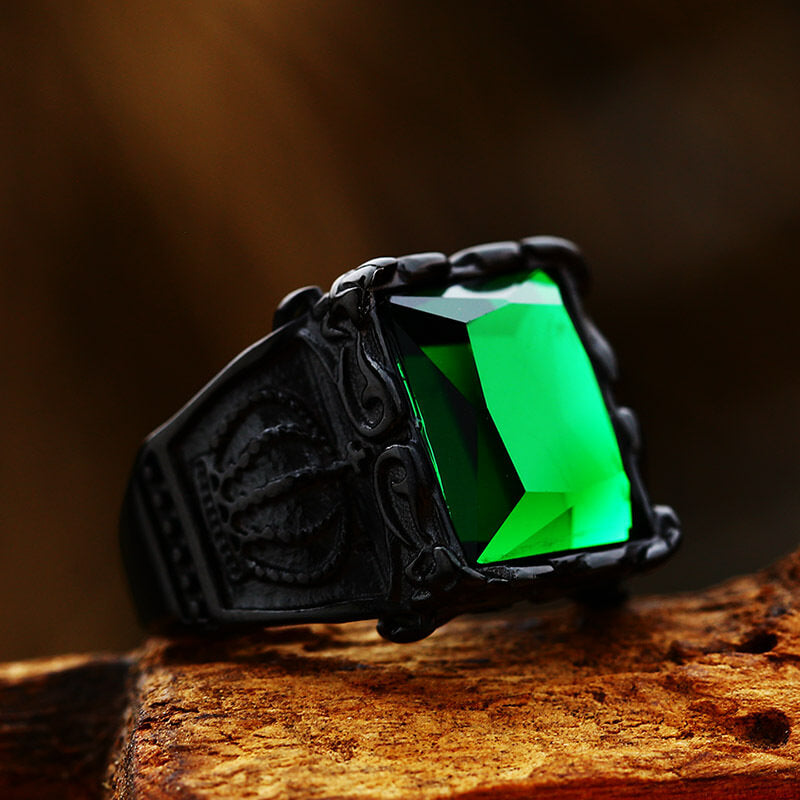 Gothic Crown Stainless Steel CZ Ring