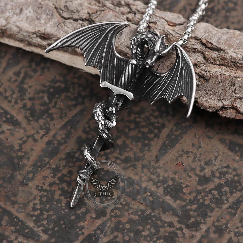 Gothic Dragon Stainless Steel Pendant