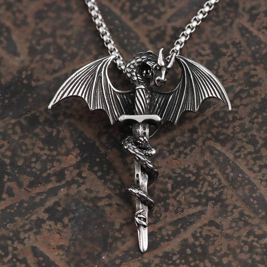 Gothic Dragon Stainless Steel Pendant