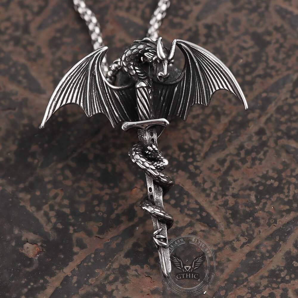 Gothic Dragon Stainless Steel Pendant