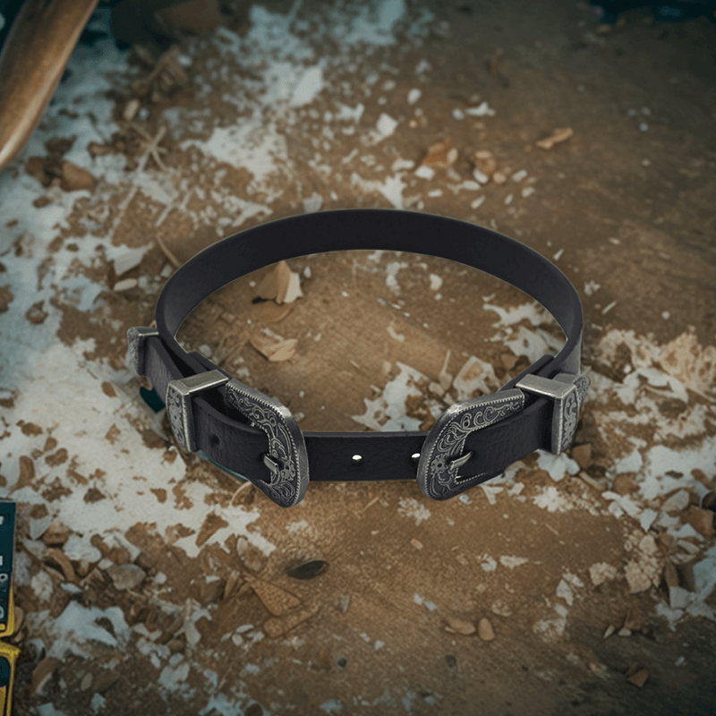 Gothic Floral Pattern Pu Leather Buckle Choker