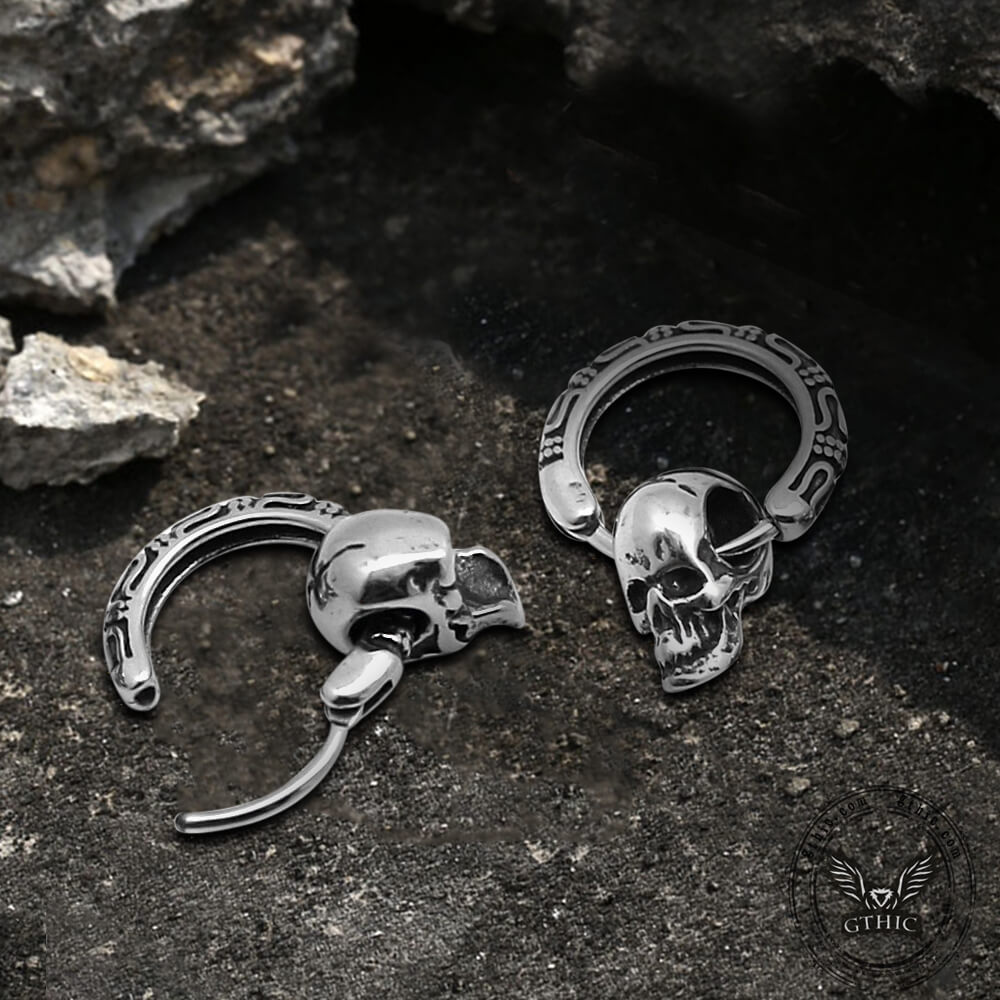 Gothic Pattern Skull Stainless Steel Earrings