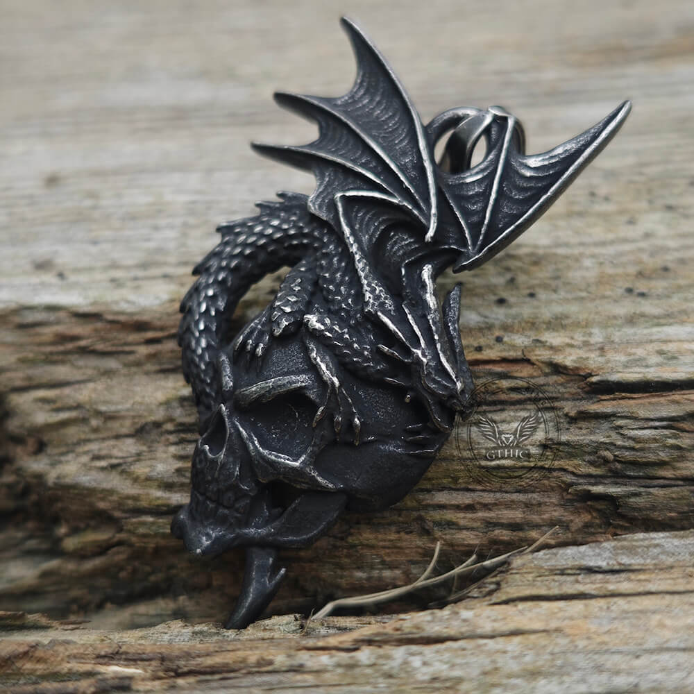 Gothic Pterosaur Skull Stainless Steel Pendant