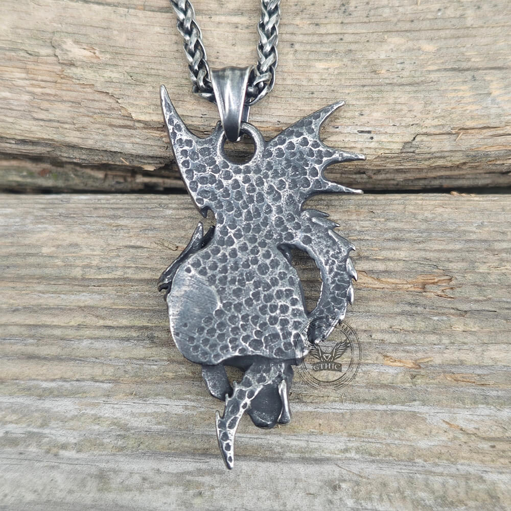 Gothic Pterosaur Skull Stainless Steel Pendant